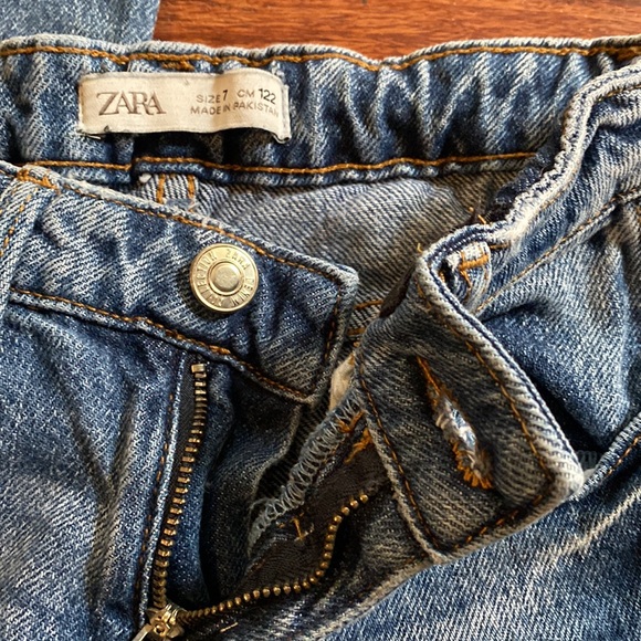 Zara Kids Stone Washed Blue Denim Jeans Bell Bottoms  Pants Size 7 - Picture 10 of 11